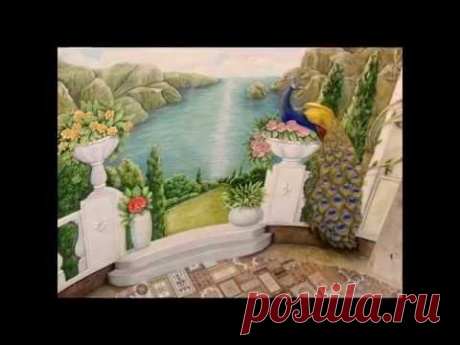 ЭТАПЫ СОЗДАНИЯ БАРЕЛЬЕФА. Часть VII.  &quot;ПАТИО С ПАВЛИНОМ&quot;. - YouTube