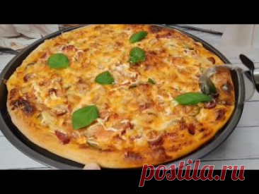 Пицца как в ресторане! Самое простое и лучшее тесто. Сахар-2ч.л,Дрожжи сухие-2ч.л,Вода тёплая-350мл,Соль-1ч.л,Мука-500гр,Масло оливковое - 30мл.Выпекать при температуре 230 градусов 10 минут.