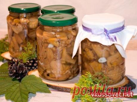 Лисички маринованные с маслом