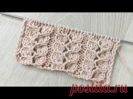 Очень красивый ажурный узор. Вязание спицами.