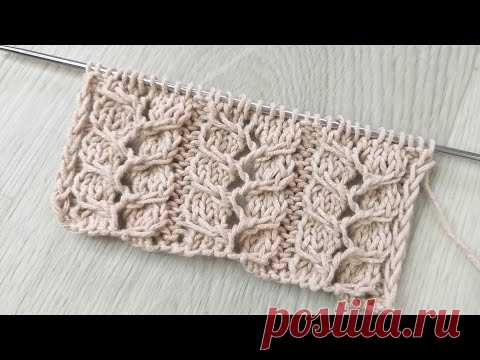 Очень красивый ажурный узор. Вязание спицами.