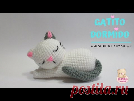 GATITO DORMIDO Amigurumi Tutorial Patron en Descripcion (traducido Ingles)