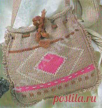 Сумка с цветными узорами (спицами) - Вязанки.РУ - Все о вязании