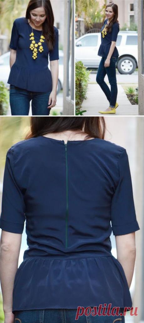 Как перешить футболку в топ с баской | Ladiesvenue