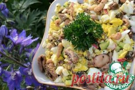 Салат с морепродуктами под лимонно-горчичной заправкой - кулинарный рецепт
