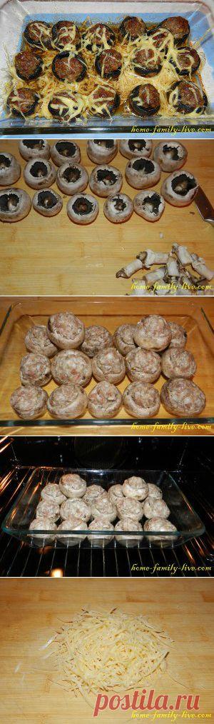 Шампиньоны фаршированные - подробный рецептКулинарные рецепты