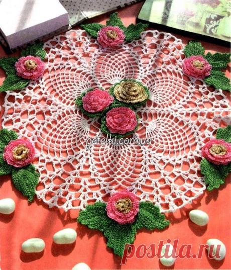 Fina y decorativa carpeta crochet con flores | Crochet y Dos agujas