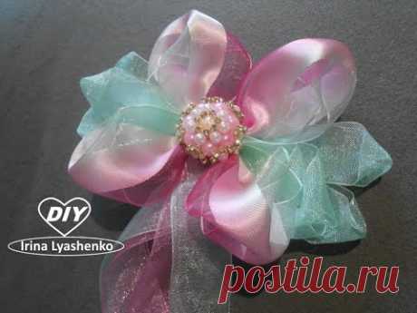 Легкий бант из органзы МК/ DIY Light organza bow./PAP Arco de organza leve.#176