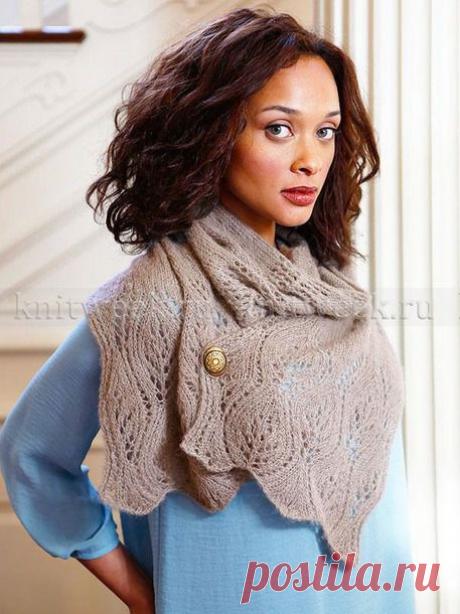 Шарф спицами с ажурными листьями - Вязание - Страна Мам