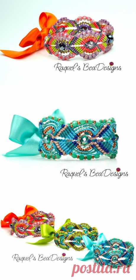 MicroMacrame by Raquel: Micro macramé bracelet with bow ribbon