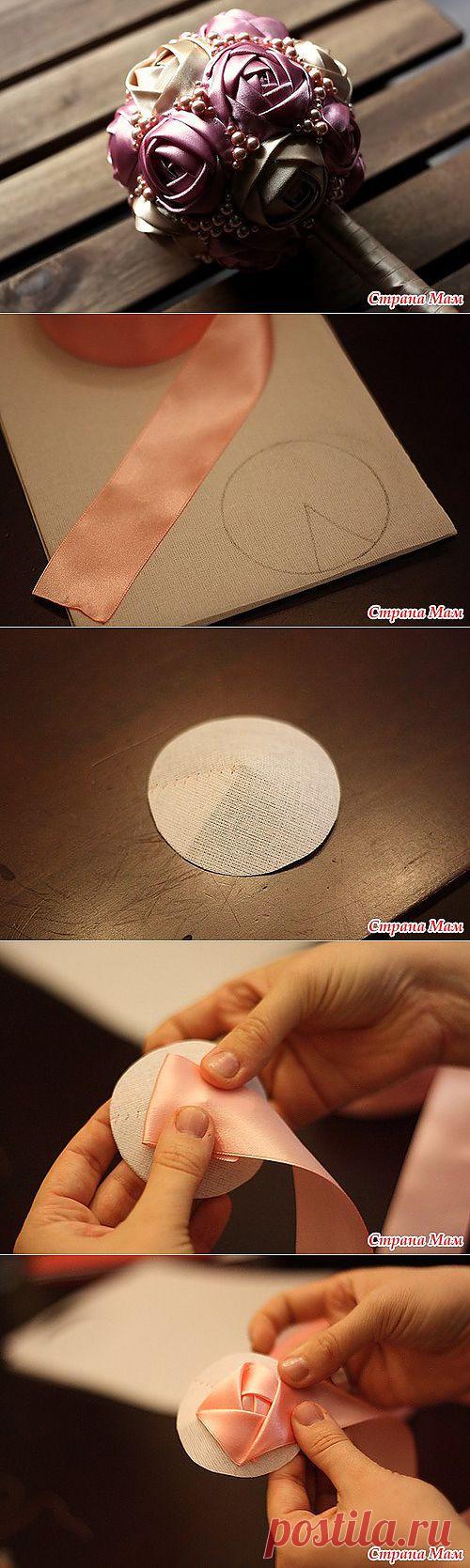 Розы из атласной ленты + МК: Дневник группы "Топиарий или дерево счастья." - Страна Мам