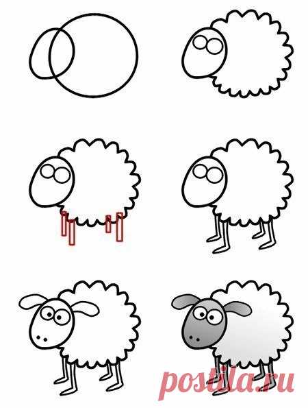 Как нарисовать овечку - Поделки с детьми | Деткиподелки