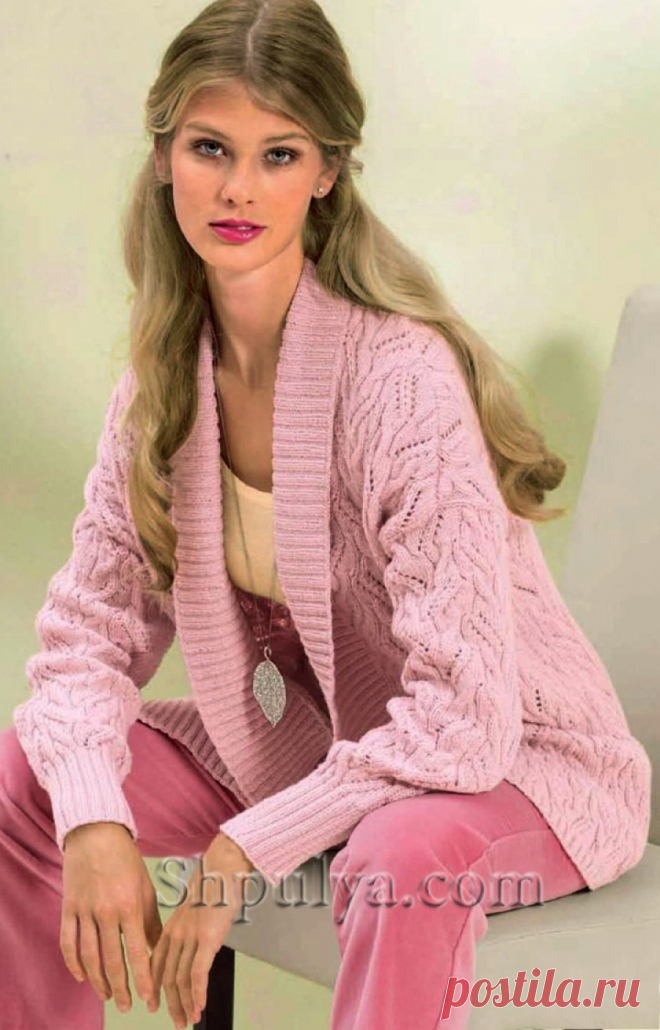 www.SHPULYA.com - Розовый жакет с ажурным узором из 