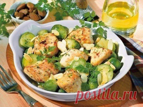 Куриное филе, жаренное с брюссельской капустой!