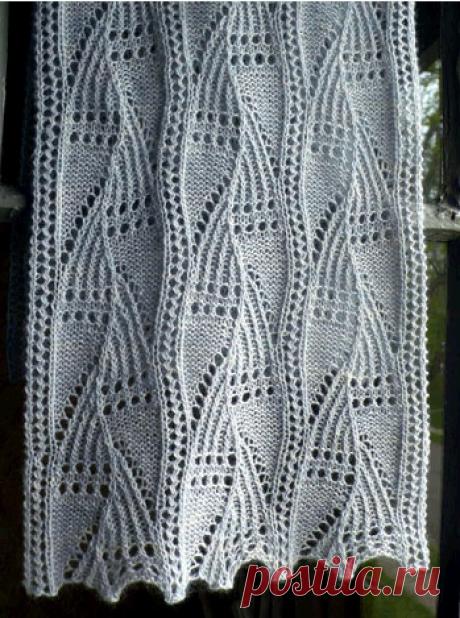 Легкий и ажурный шарфик спицами