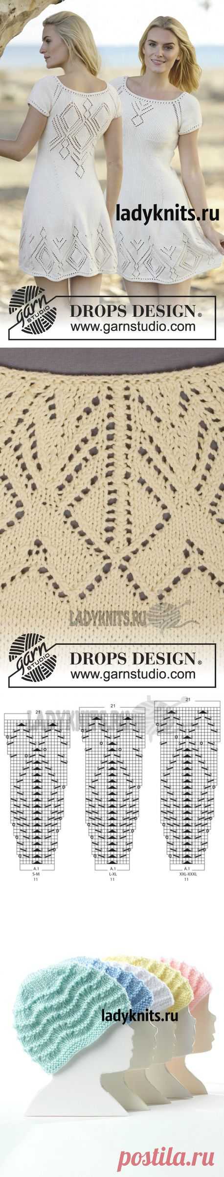 Платье спицами с ажурной кокеткой Vanilla Summer(«Ванильное лето») от DROPS