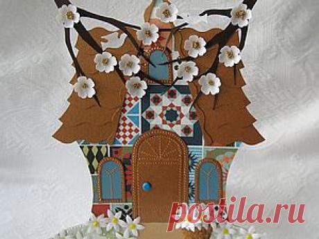 Открытка «Домик» в технике аппликации - Ярмарка Мастеров - ручная работа, handmade