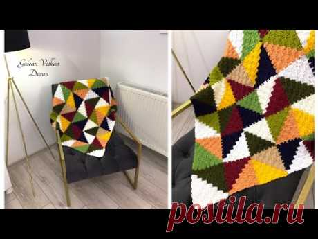 Bu Sezonun En Sevilen Battaniyesi (C2C Corner to Corner)Köşeden Köşeye Üçgen Model Tarifi - Part 1