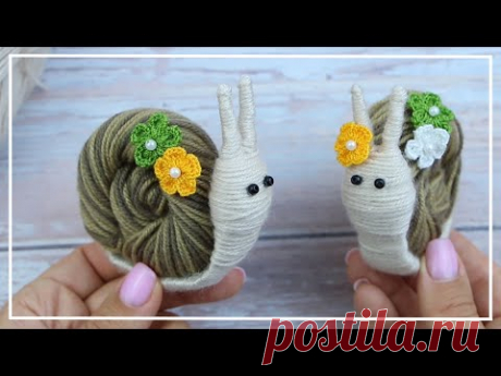 Немного пряжи и никаких отходов! Улитка - такая милая поделка из ниток / Yarn Snail DIY NataliDoma