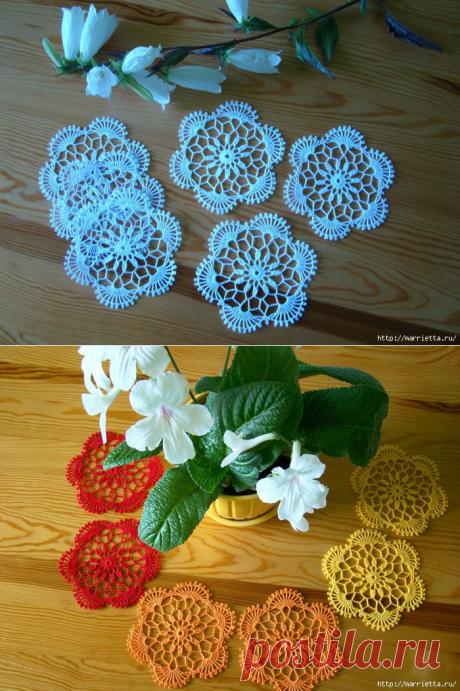 Нежные маленькие салфеточки крючком. СХЕМА.