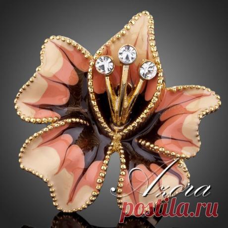 Азора 18 К роуз позолоченные Stellux австрийский хрусталь цветочного дизайна регулируемый размер кольца TR0067 купить в магазине AZORA JEWELRY  на AliExpress