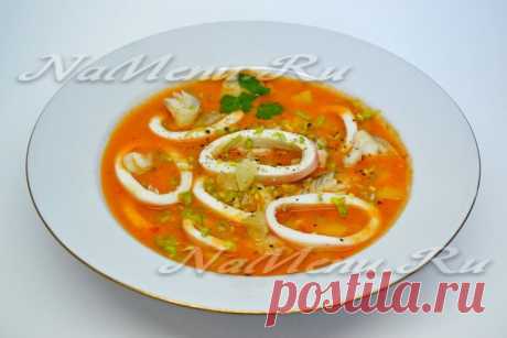 Рыбный крем-суп с кальмарами
