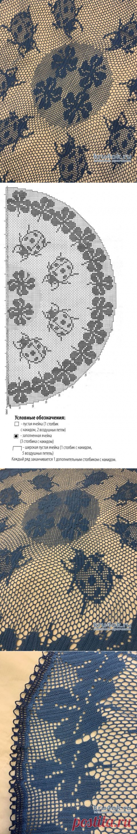 Скатерть Синее Утро, связанная крючком. Работа Татианы