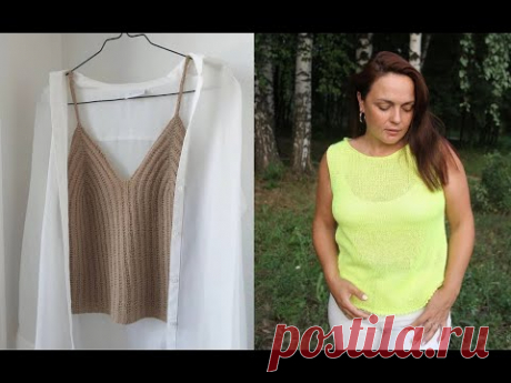 Современные и модные майки - топы спицами - Modern and fashionable T-shirts - knitted tops
