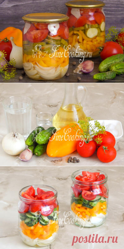 Салат из огурцов, помидоров, перца и лука на зиму - рецепт с фото