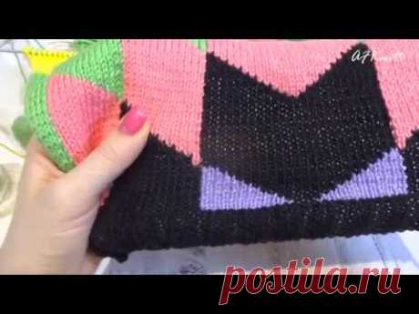 Интарсия. Как спрятать концы нитей/ How to hide the ends of threads when multi-color knitting
