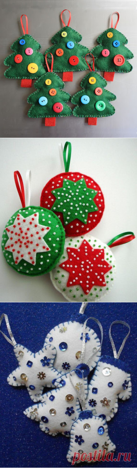 Interesting ideas for decor: МК. Новогодние игрушки из фетра. Christmas toy made ​​of felt .