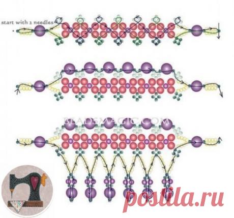 Ожерелья из бисера и бусин. Схемы плетения