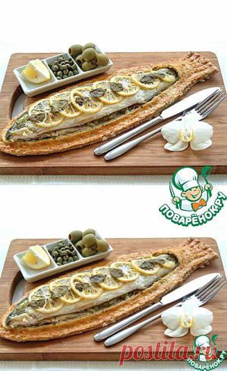 Сибас, запеченный в тесте из морской соли и розмарина.