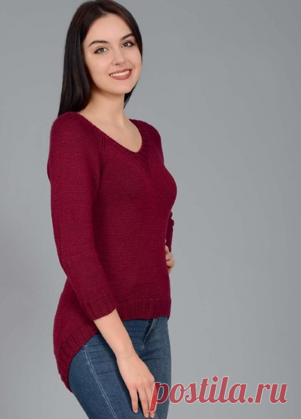 Пуловер-реглан с удлиненной спинкой

Источник: https://vyazaniye.com/item/pulover-reglan-s-udlinenno..

Размер: 38-40. 

Вам потребуется: 

500 г пряжи бордового цвета (50 % шерсть, 50 % акрил, 280 м/100 г), прямые и круговые спицы № 3,5. 

Лицевая гладь: лицевые ряды - лиц. п., изнаночные ряды - изн. п. 

Резинка: попеременно 2 лиц. п., 2 изн. п. 

Спинка: 

Набрать 56 п. и вязать лицевой гладью. 

Для закругления с обеих сторон в каждом 2-м ряду прибавить 25 раз по 1 п. ...