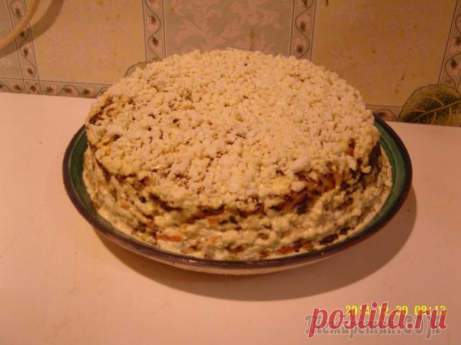 Холодный закусочный торт-пирог из печени