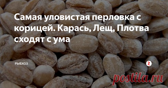 Самая уловистая перловка с корицей. Карась, Лещ, Плотва сходят с ума Простая в приготовлении, одна из самых популярных насадок для ловли нехищной рыбы - перловка. Добавление в нее корицы -дает просто чумовой результат.
1.  Насыпаем в термос перловку и заливаем кипятком. На 2,5 часа.
2. Через 2,5 часа.Достаем перловку, даем ей немного подсохнуть и добавляем немного корицы.
3. Добавляем немного панировочных сухарей. Чтобы собрать оставшуюся влагу и добавить хлебный а