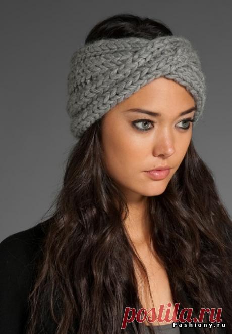Вязаная спицами повязка на голову - мастер-класс для начинающих