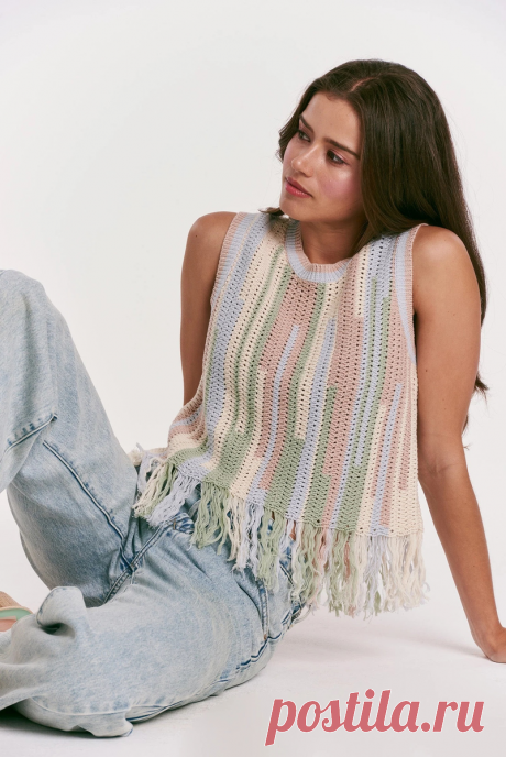 Новые вязаные топы, безрукавки и прочее (подборка № 1 за апрель со схемами) | Вязание спицами LenkomKnit | Дзен