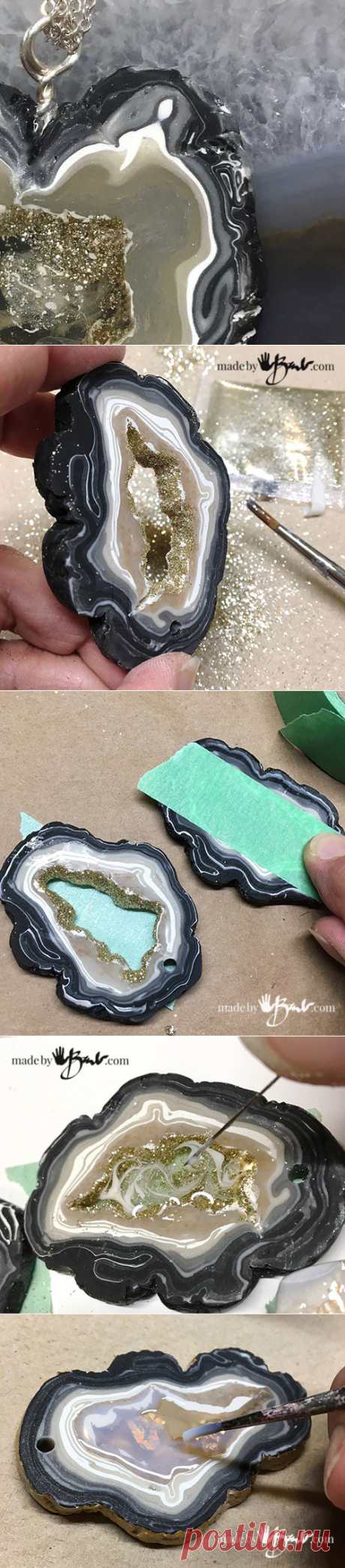 Изготовление полимерных Жеодов сверкают-madebybarb-удивительная смола и глина