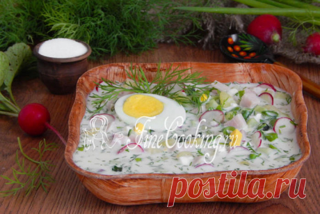 Окрошка на минералке со сметаной