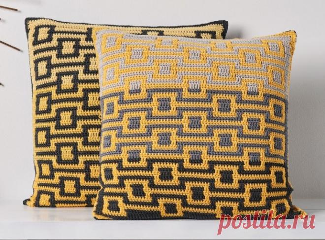 Чехол для подушки крючком