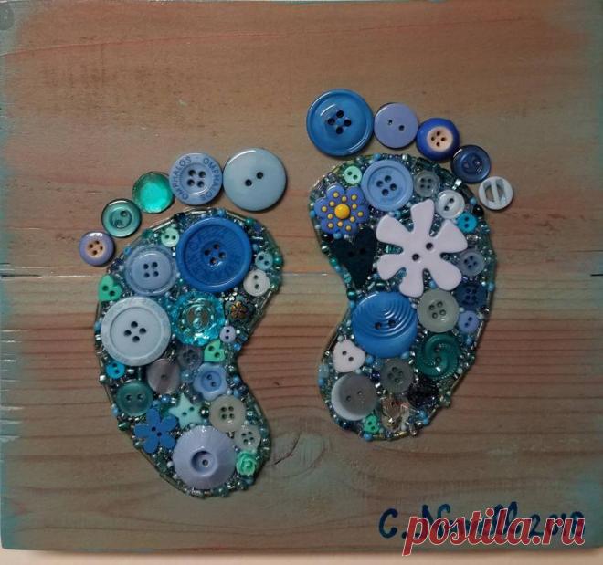 Подарок для душа ребенка детские ножки кнопка искусство уникальный подарок ребенку / Etsy