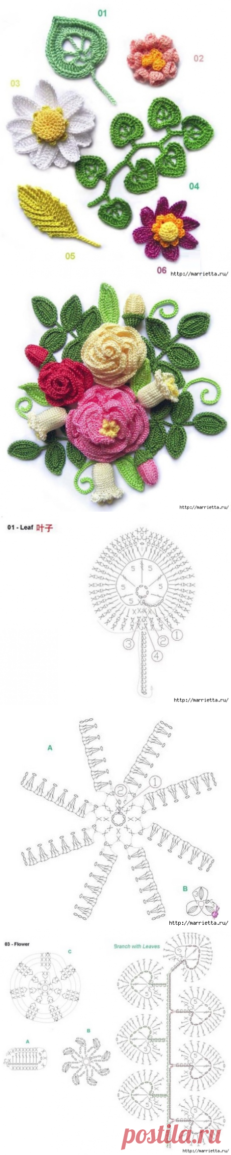 Вяжем Цветы Крючком. Схемы