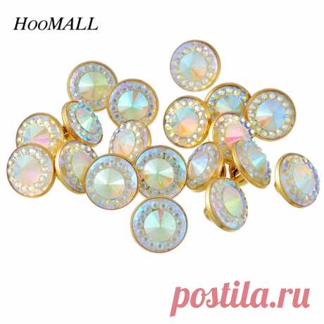 Hoomall Бренд AB Цвет Rhinestone Кнопки 50 Шт. 10 мм Пластиковые Кнопки Scrapbooking Швейные Shank Кнопки Швейные Аксессуары купить на AliExpress