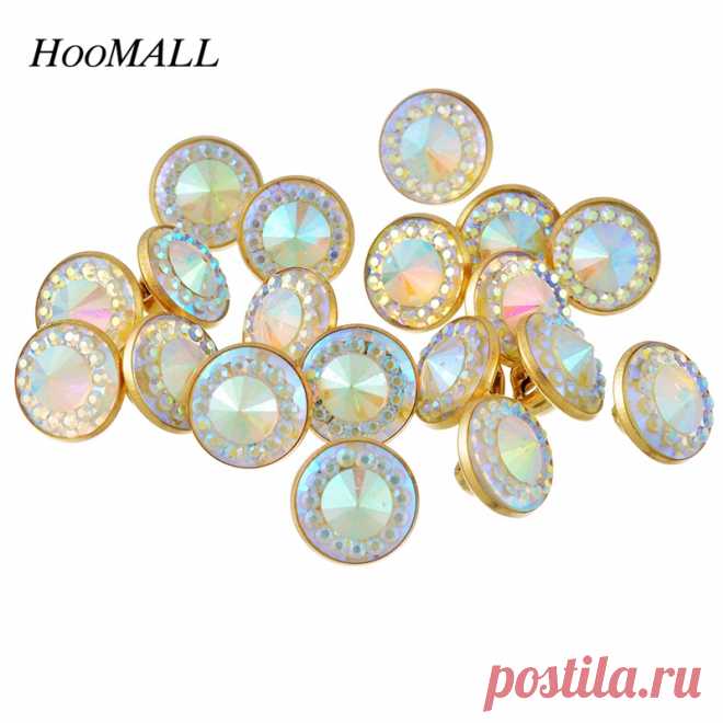 Hoomall Бренд AB Цвет Rhinestone Кнопки 50 Шт. 10 мм Пластиковые Кнопки Scrapbooking Швейные Shank Кнопки Швейные Аксессуары купить на AliExpress