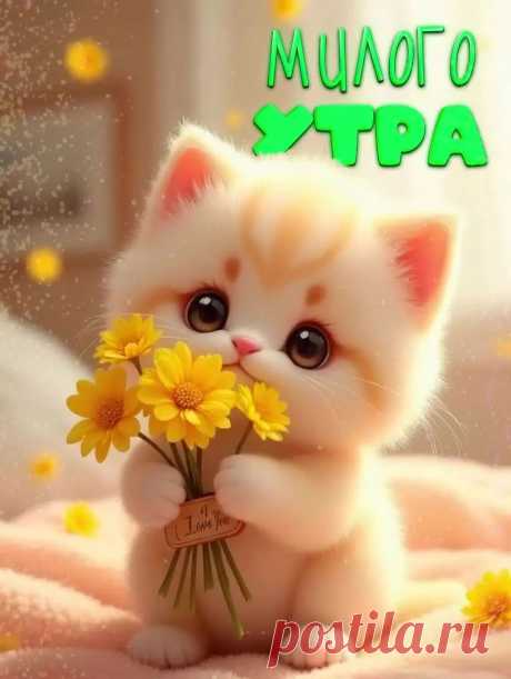 Открытка доброе утро с котенком