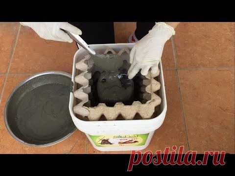 Creative With Cement - Ideas For Making Cement Pots From Egg Crates - Simple And Beautiful