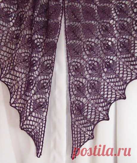 ФИОЛЕТОВАЯ ШАЛЬ &quot;NORTH ROE SHAWL&quot; узором, напоминающим листики