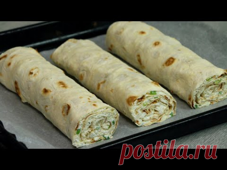 Быстрый рулет из лаваша на перекус