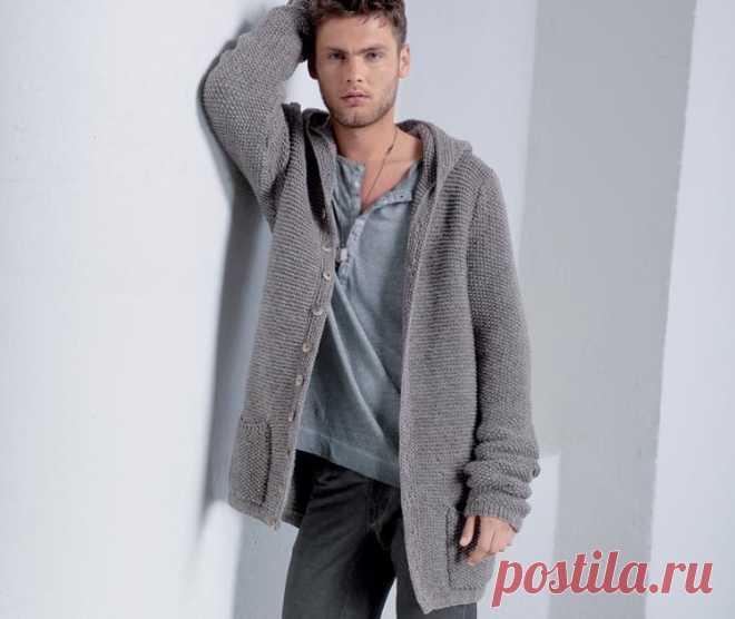 Мужской жакет с капюшоном - схема вязания спицами. Вяжем Жакеты на Verena.ru